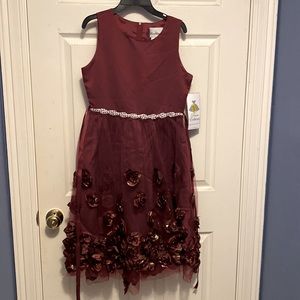 Burgundy formal dress with rhinestone “belt”